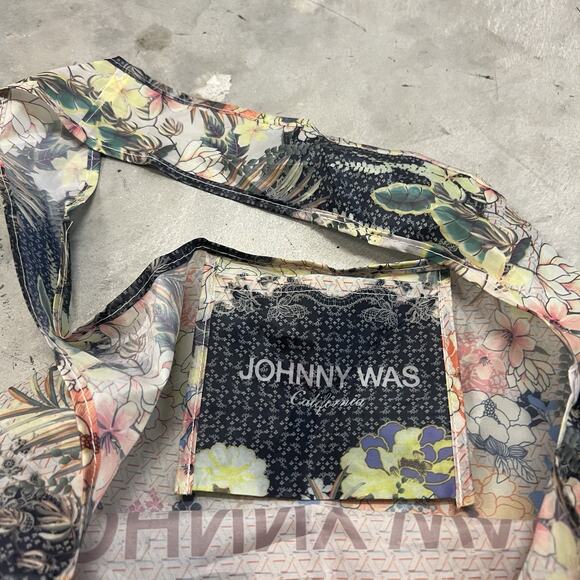 JOHNNY WAS Reusable Shopping Bag Tote California Floral Butterly NYLON - Picture 3 of 5